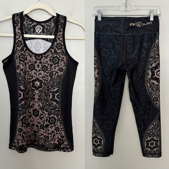 INKnBURN Pants & Jumpsuits Inknburn Black Lace Matching Singlet And Leggings Poshmark